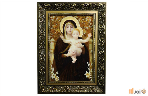 Bernsteinbild – maria der lilien mit segnendem jesuskind (4)