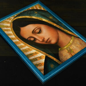 Antlitz Unserer Lieben Frau von Guadalupe - Digitaler Golddruck (Blau Rahmen) - Image 3