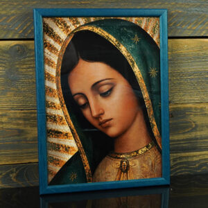 Antlitz Unserer Lieben Frau von Guadalupe - Digitaler Golddruck (Blau Rahmen) - Image 4