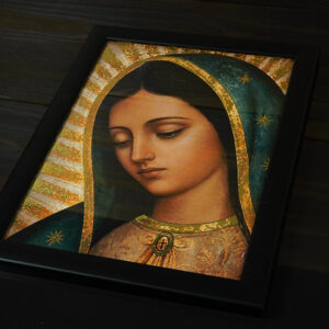 Antlitz Unserer Lieben Frau von Guadalupe - Digitaler Golddruck (Schwarz Rahmen) - Image 6