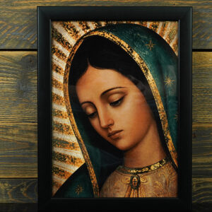 Antlitz Unserer Lieben Frau von Guadalupe - Digitaler Golddruck (Schwarz Rahmen) - Image 3
