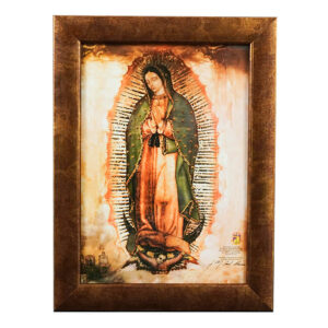 Golddruck Unsere Liebe Frau von Guadalupe – (A5 Format, Bronzerahmen)