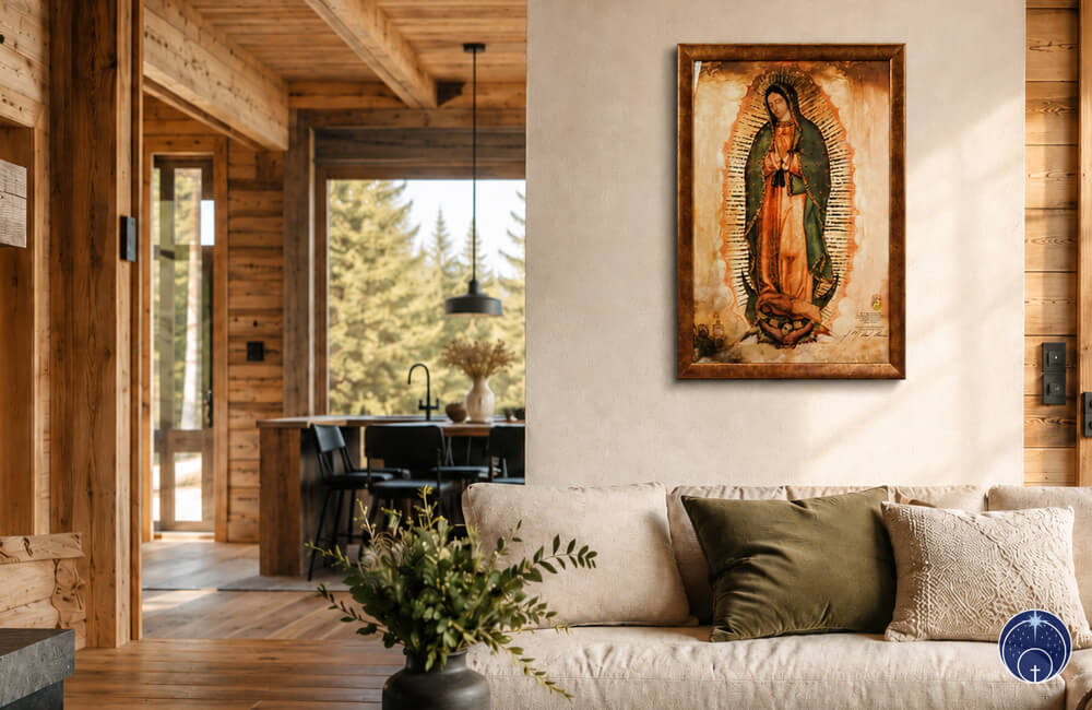 Golddruck Unsere Liebe Frau von Guadalupe – (A3 Format, Bronzerahmen) (14)