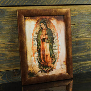Golddruck Unsere Liebe Frau von Guadalupe – (A5 Format, Bronzerahmen) - Image 3