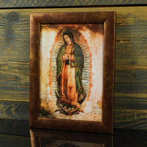 Golddruck Unsere Liebe Frau von Guadalupe – (A5 Format, Bronzerahmen) - Image 4