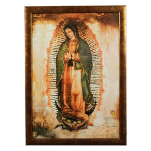 Golddruck Unsere Liebe Frau von Guadalupe – (A3 Format, Bronzerahmen)