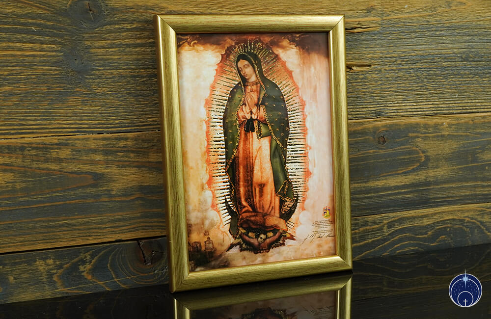 Golddruck Unsere Liebe Frau von Guadalupe – (A5 Format, Goldenrahmen) (11)