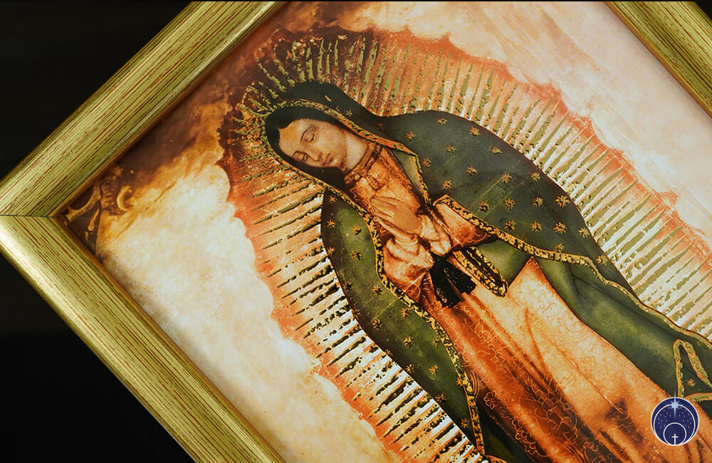 Golddruck Unsere Liebe Frau von Guadalupe – (A5 Format, Goldenrahmen) (15)