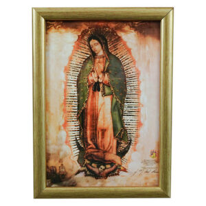 Golddruck Unsere Liebe Frau von Guadalupe – (A5 Format, Goldenrahmen)