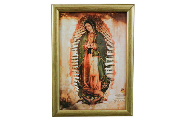 Golddruck Unsere Liebe Frau von Guadalupe – (A5 Format, Goldenrahmen) (2)