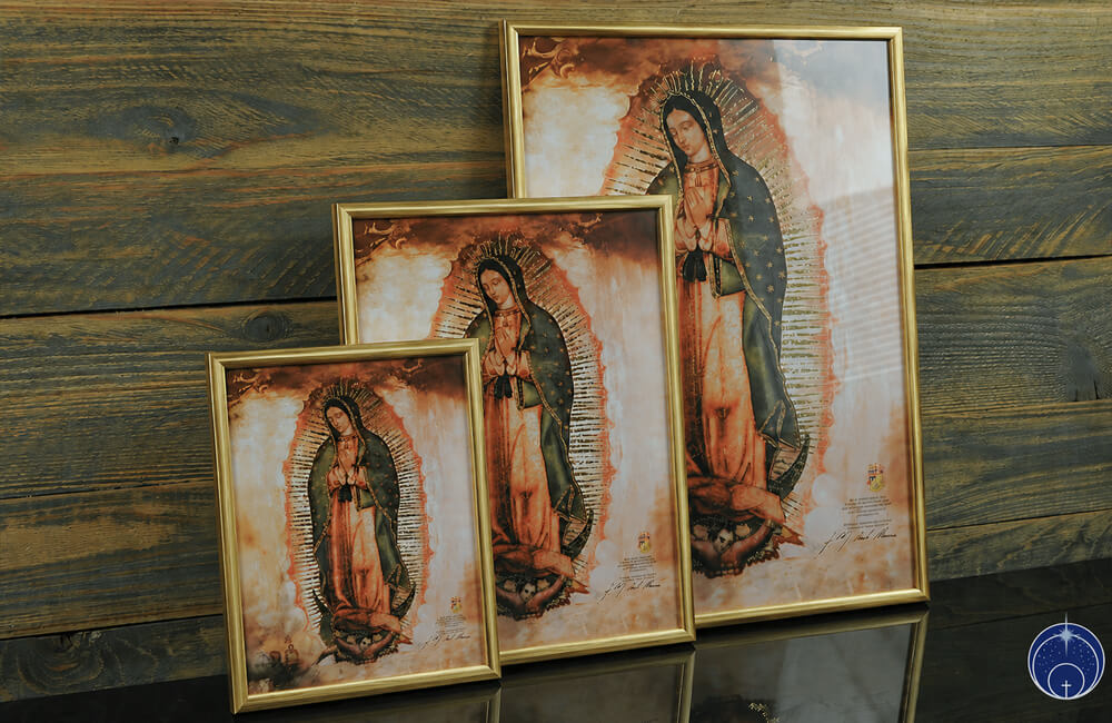 Golddruck Unsere Liebe Frau von Guadalupe – (A5 Format, Goldenrahmen) (5)