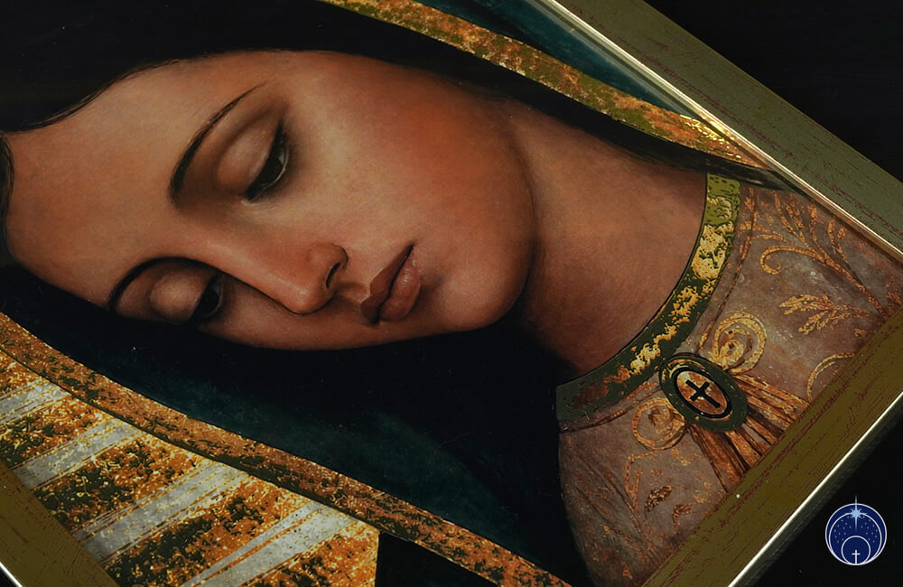 Unsere Liebe Frau von Guadalupe (Gesicht) + Golddruck + Goldrahmen (9)